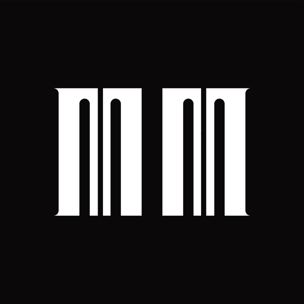 MM Logo monogram with middle slice design template vector