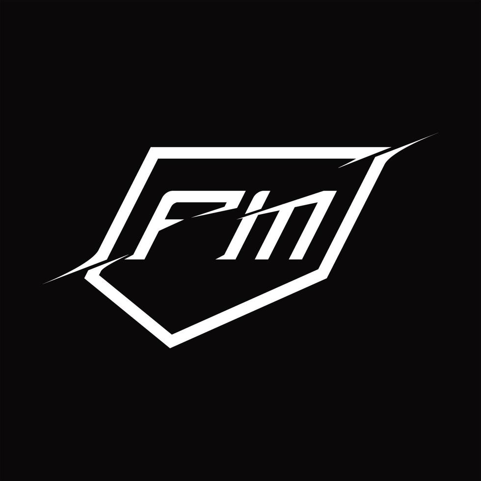 FM Logo monogram letter with shield and slice style design vector
