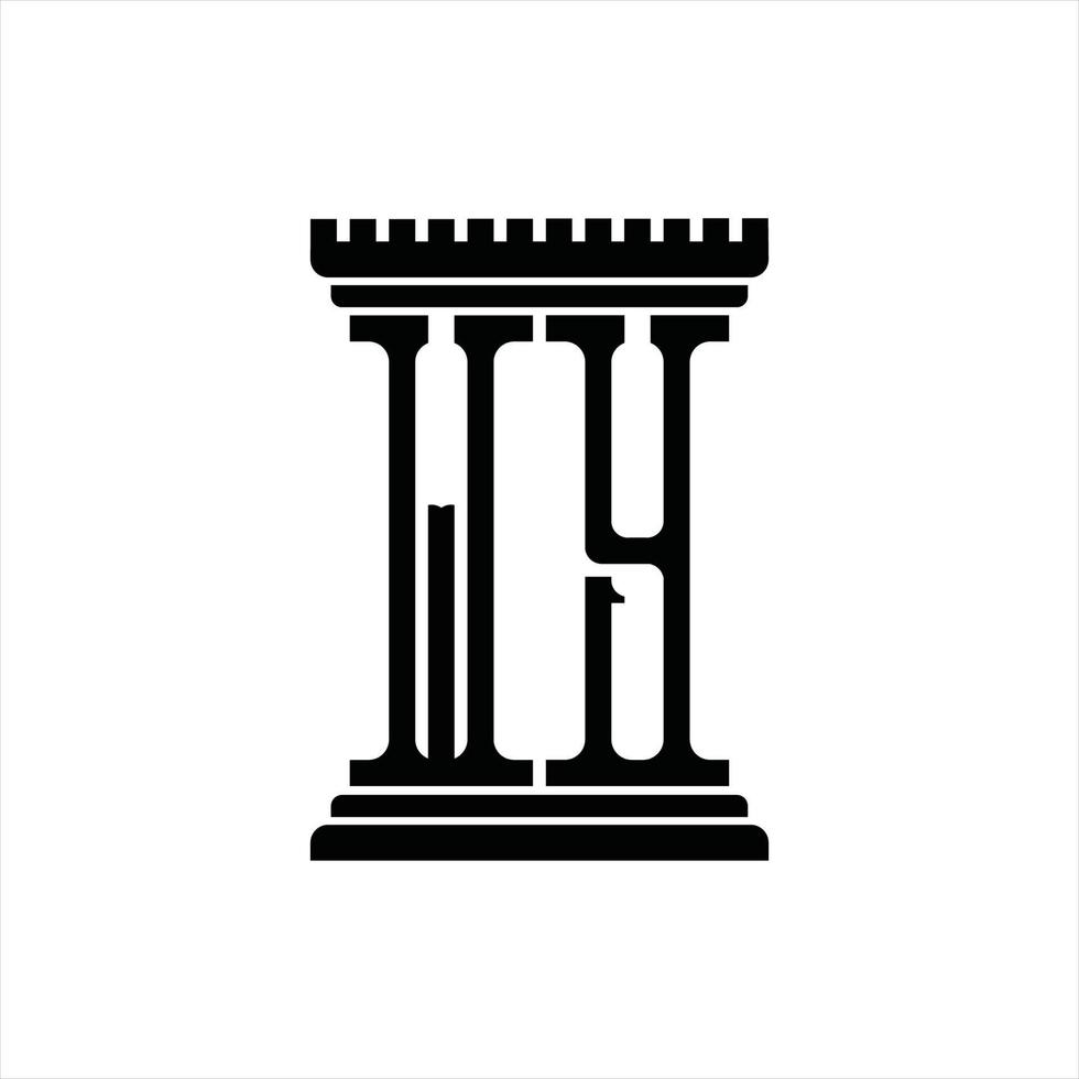 WY Logo monogram with pillar shape design template vector