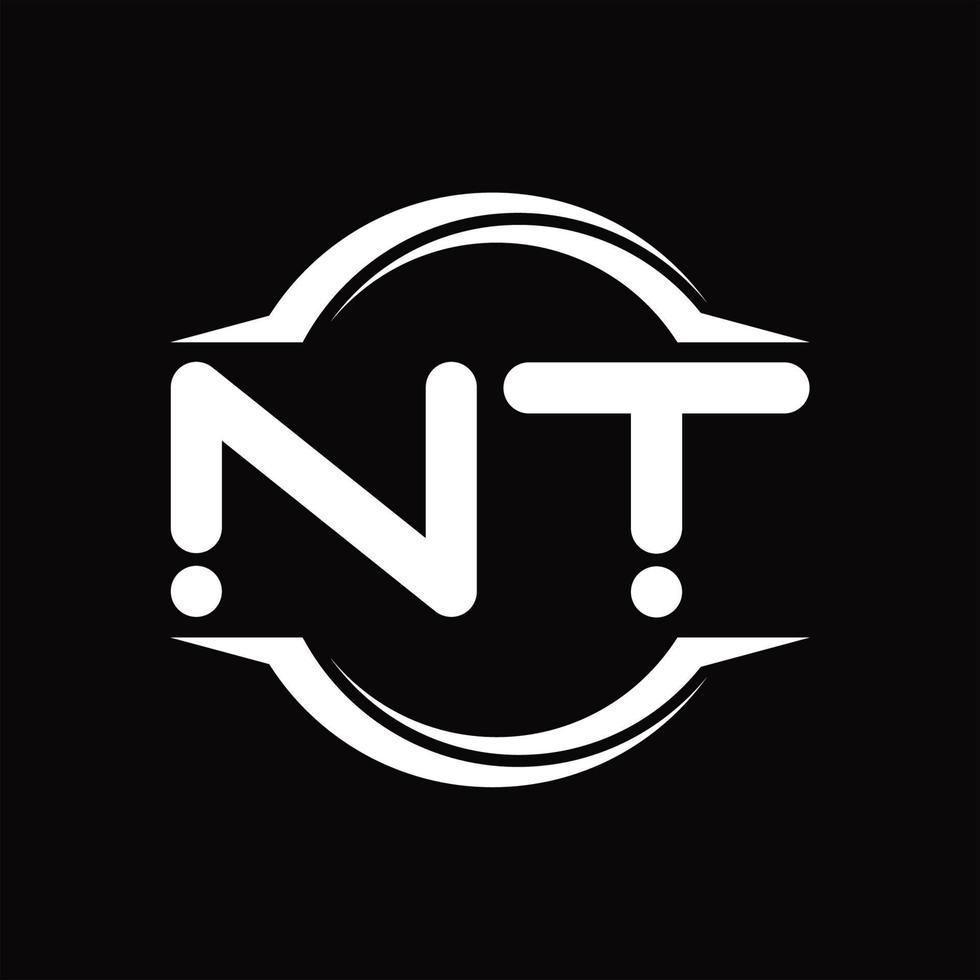 NT Logo monogram with circle rounded slice shape design template vector