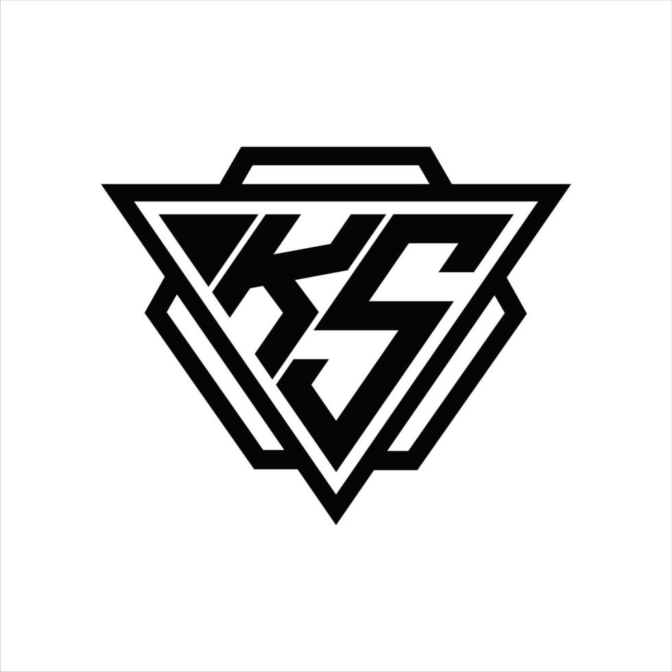 KS Logo monogram with triangle and hexagon template vector