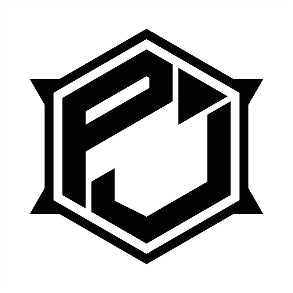 plantilla de diseño de monograma de logotipo pj vector