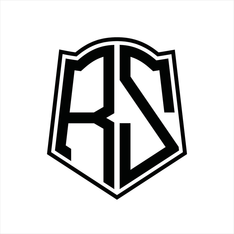 monograma de logotipo rz con plantilla de diseño de esquema de forma de escudo vector