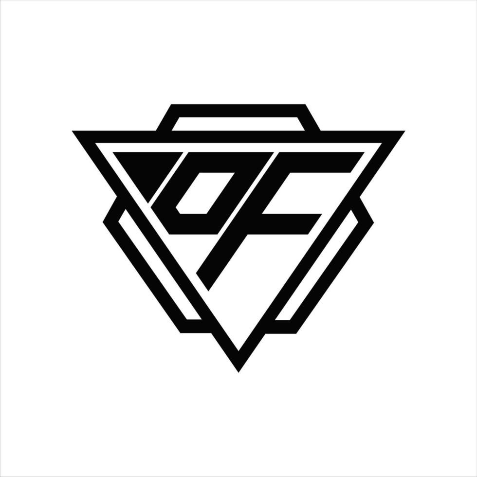 monograma del logotipo df con plantilla de triángulo y hexágono vector
