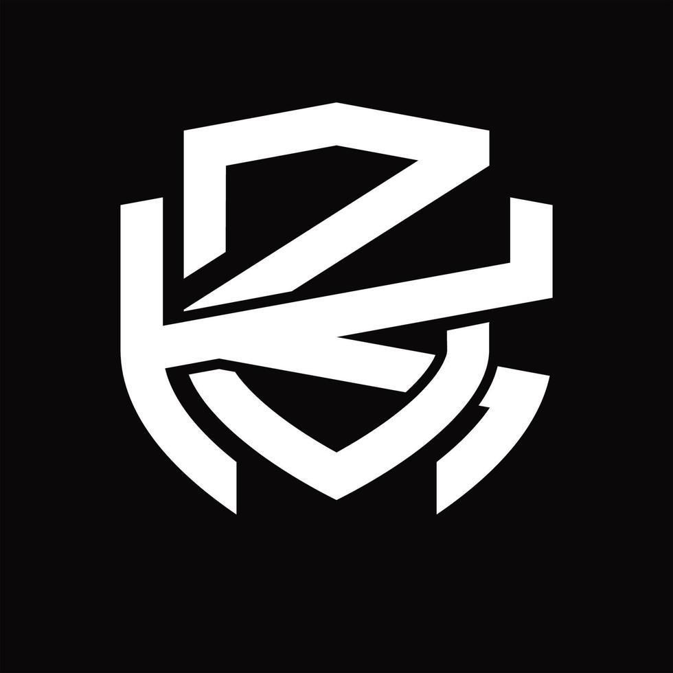 plantilla de diseño vintage de monograma de logotipo zk vector