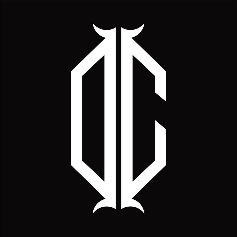 DC Logo monogram with horn shape design template vector