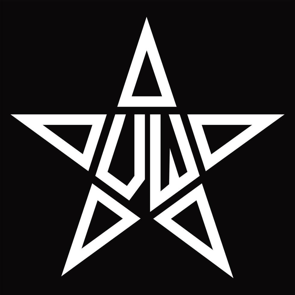 monograma del logotipo vw con plantilla de diseño en forma de estrella vector