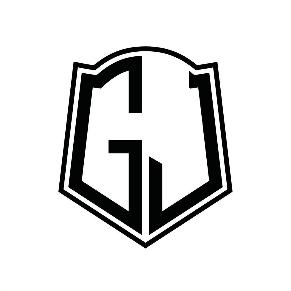 Logo monogram with shield shape outline design template vector