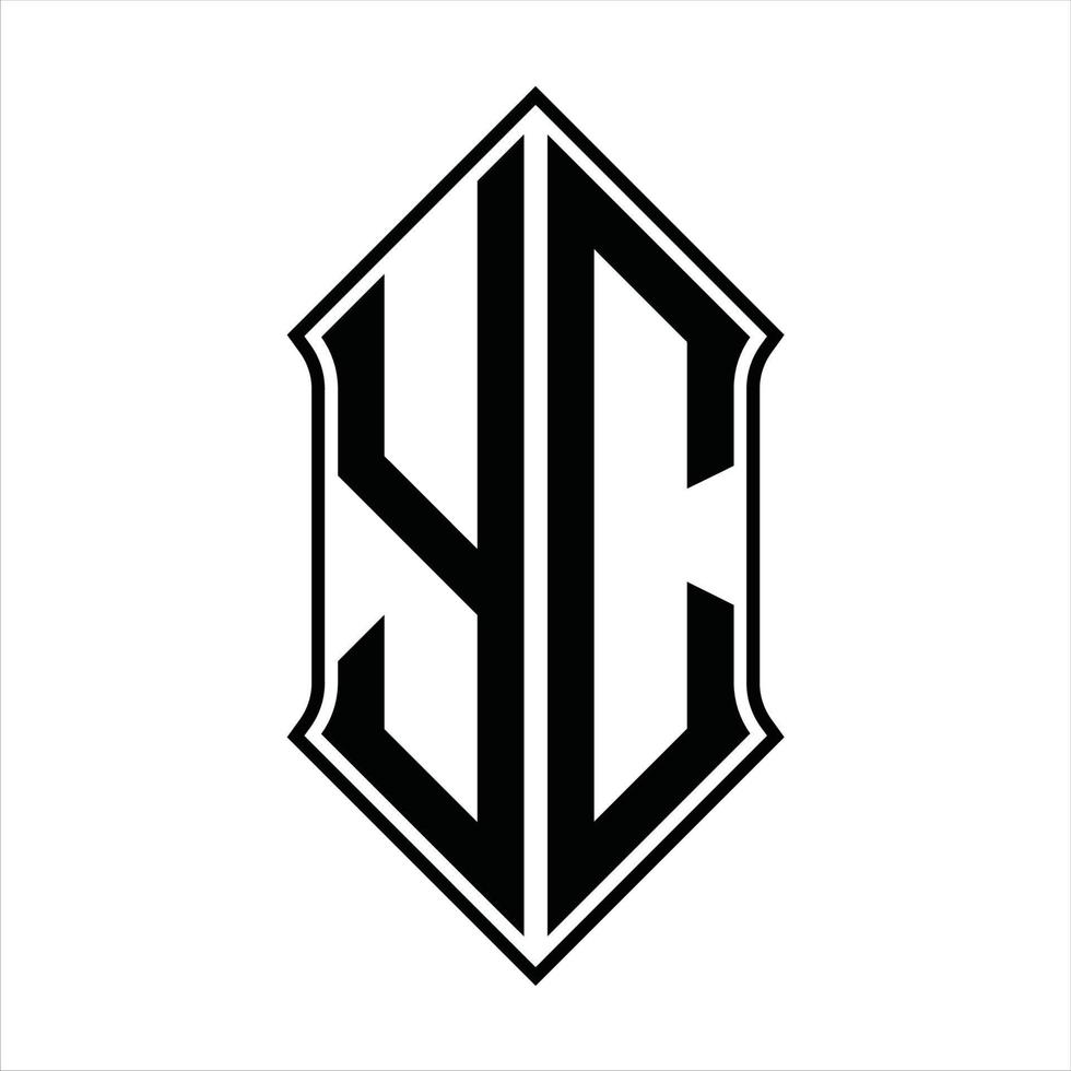 YC Logo monogram with shieldshape and outline design template vector icon abstract