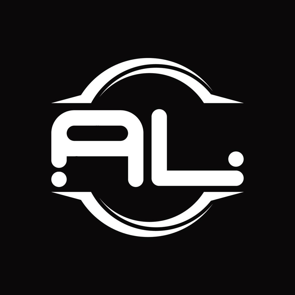 AL Logo monogram with circle rounded slice shape design template vector