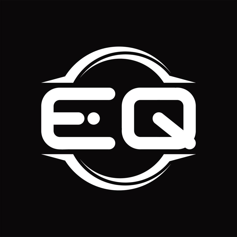 monograma de logotipo eq con plantilla de diseño de forma de corte redondeado circular vector