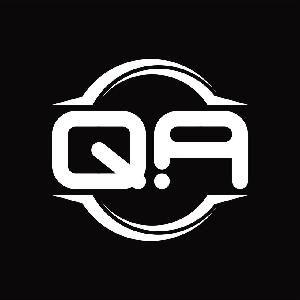 monograma del logotipo qa con plantilla de diseño de forma de corte redondeado circular vector
