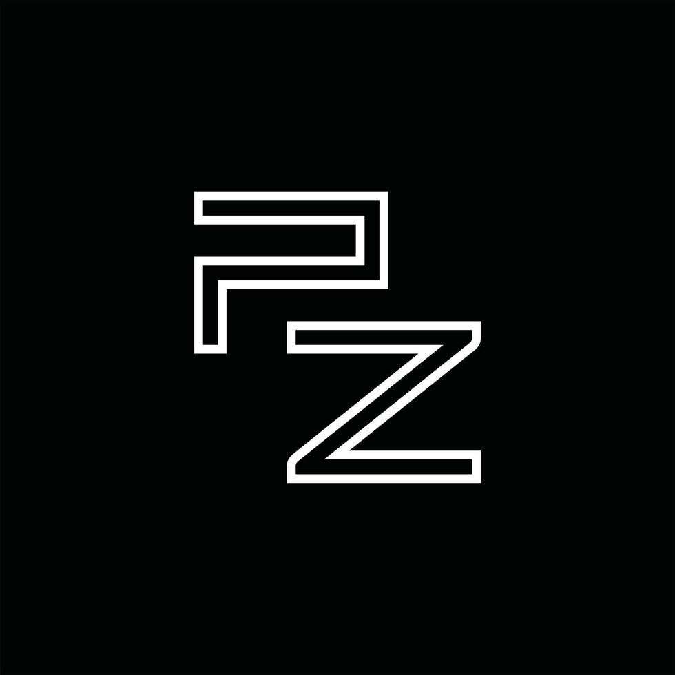 monograma del logotipo pz con plantilla de diseño de estilo de línea vector