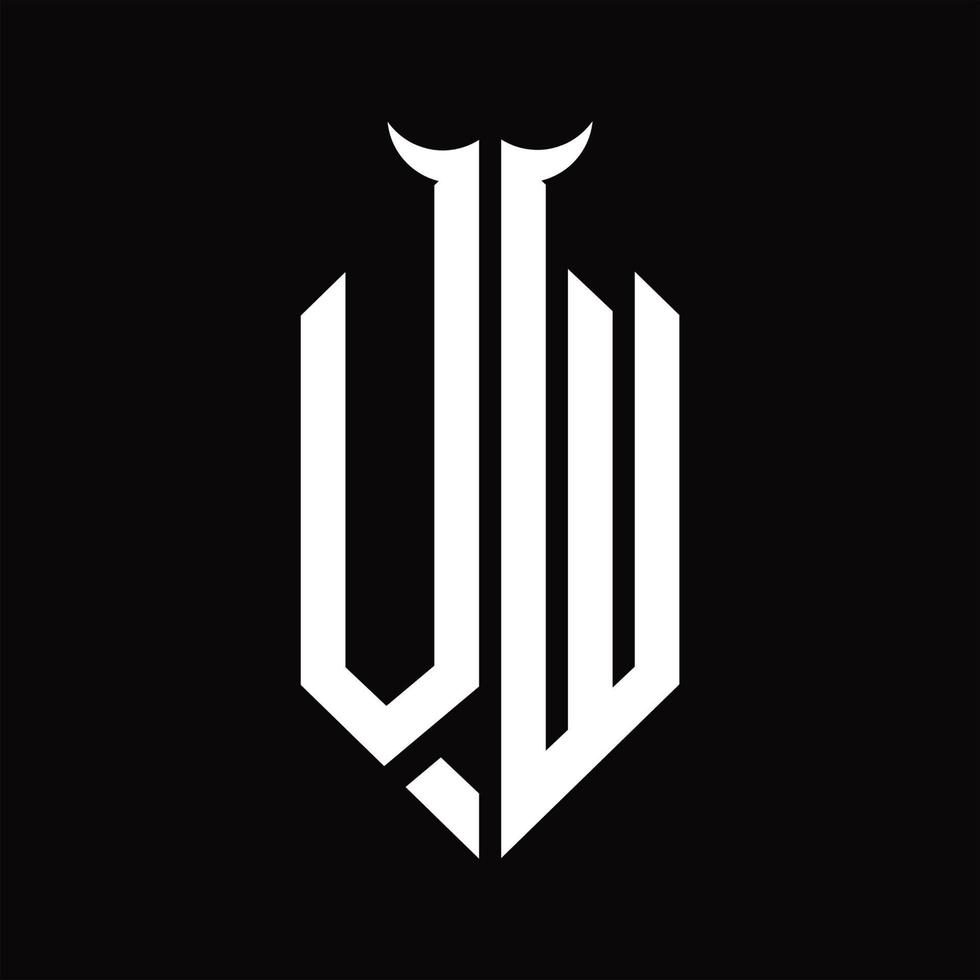 VW Logo monogram with horn shape isolated black and white design template vector