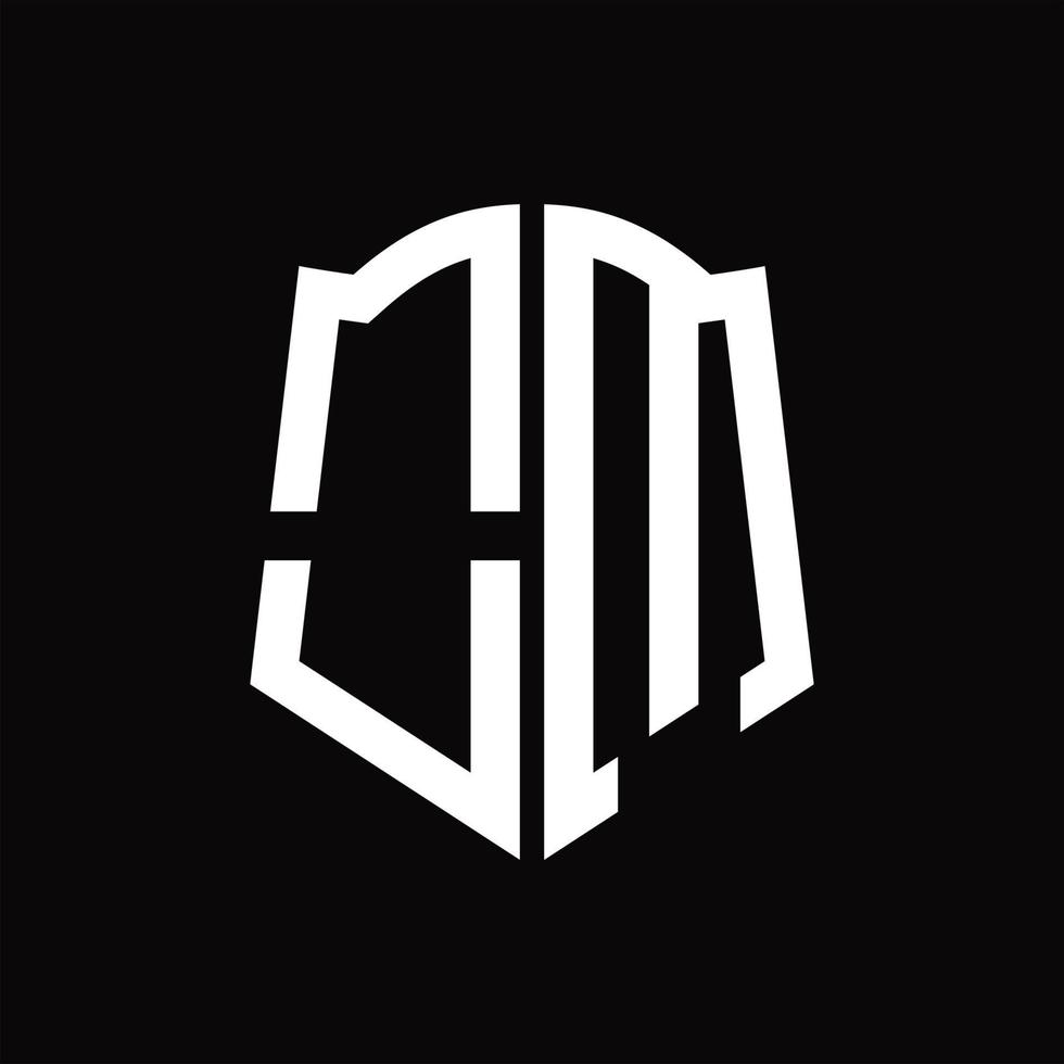 OM Logo monogram with shield shape ribbon design template vector