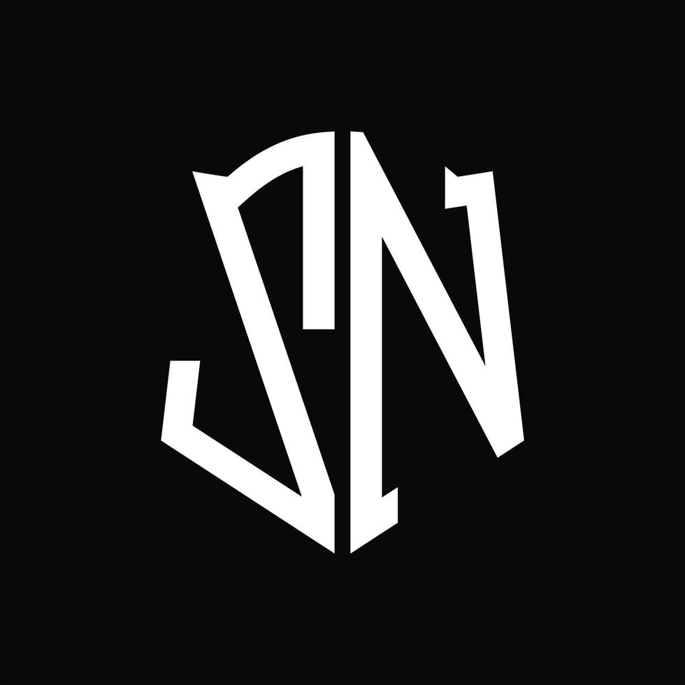 ZN Logo monogram with shield shape ribbon design template vector