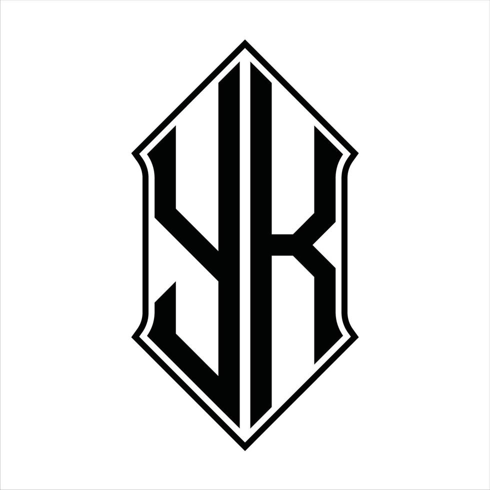 YK Logo monogram with shieldshape and outline design template vector icon abstract