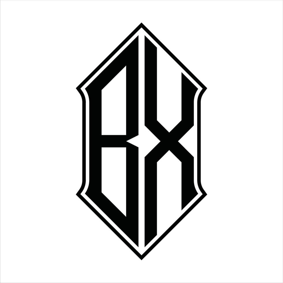 BX Logo monogram with shieldshape and outline design template vector icon abstract