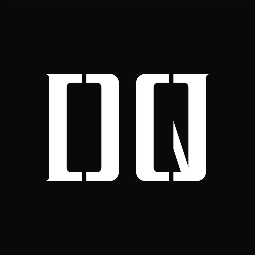 monograma de logotipo dq con plantilla de diseño de corte medio vector