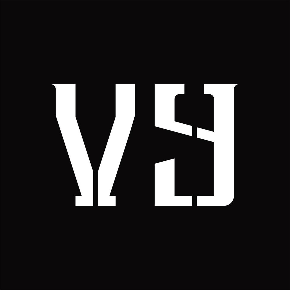 monograma de logotipo vy con plantilla de diseño de corte medio vector