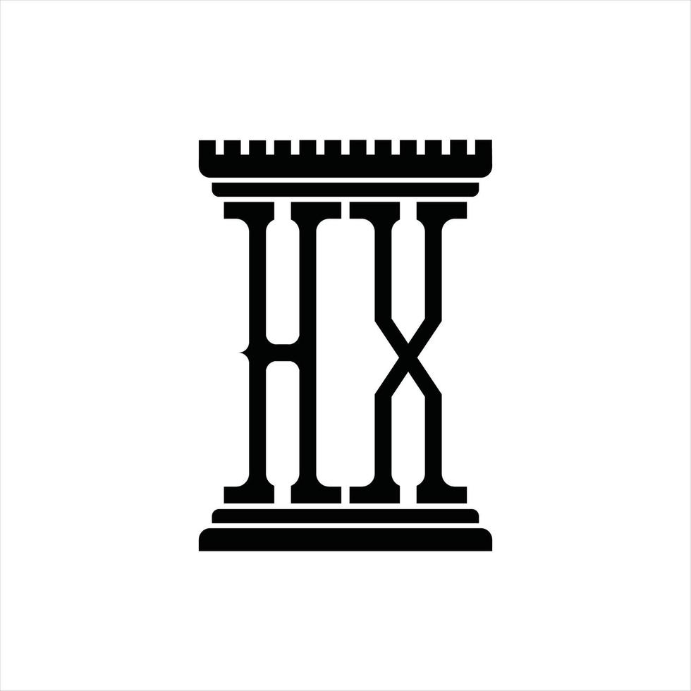 HX Logo monogram with pillar shape design template vector