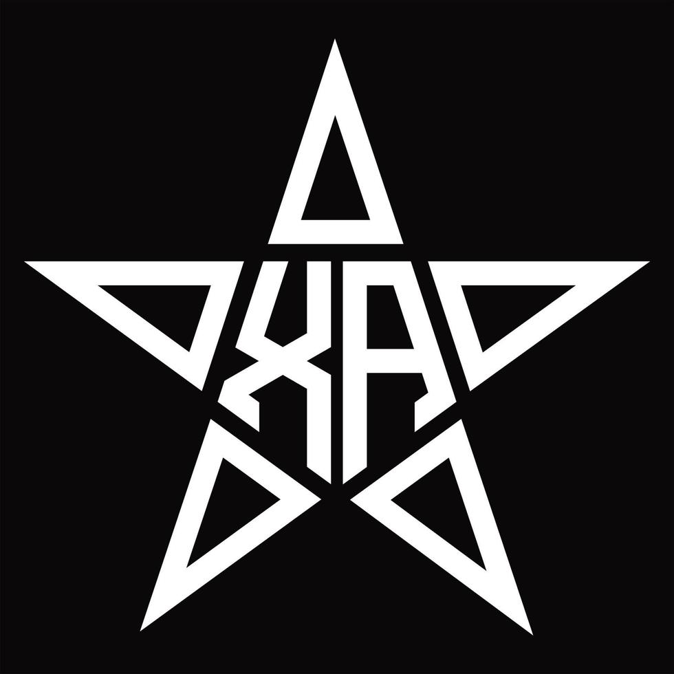 monograma del logotipo xa con plantilla de diseño en forma de estrella vector