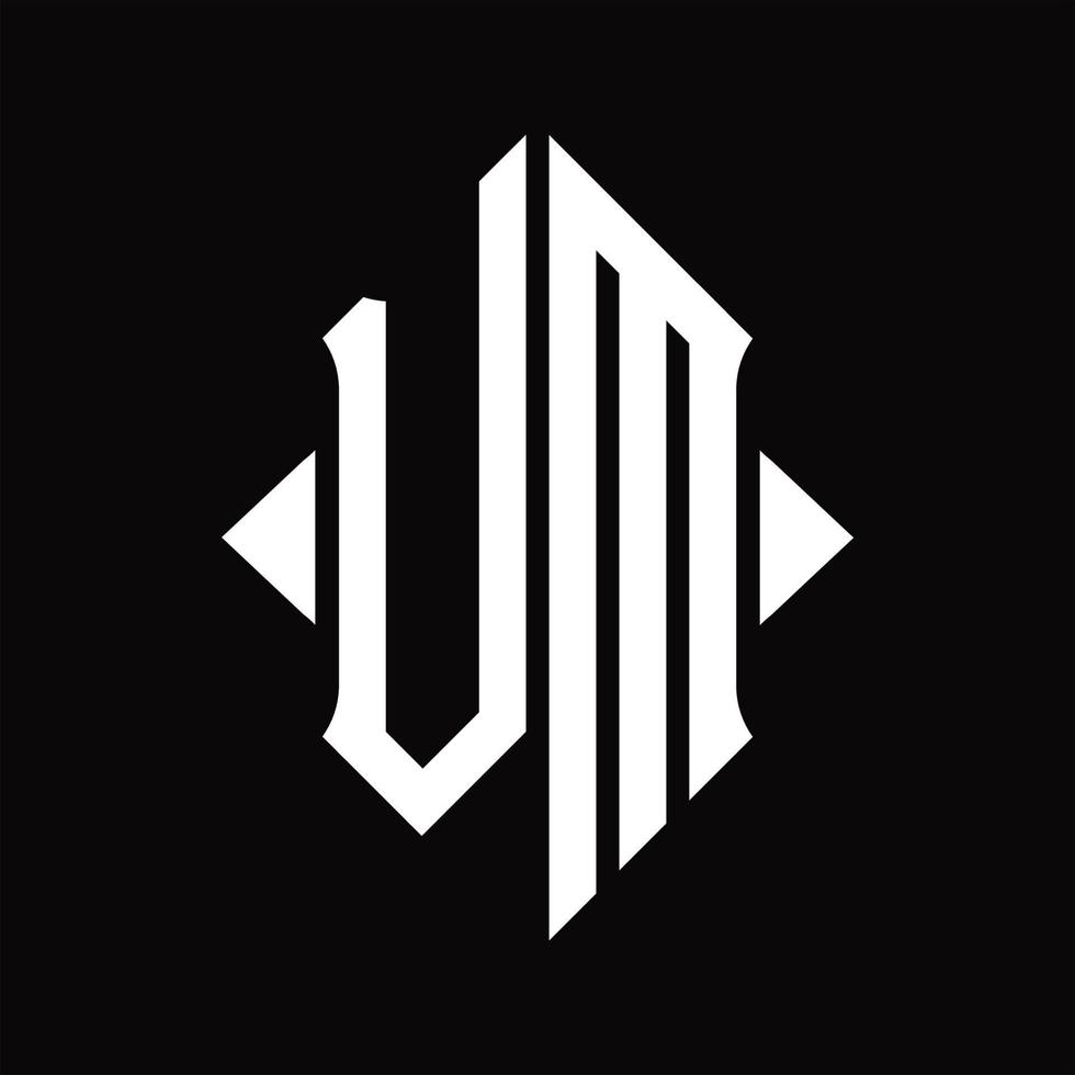 monograma del logotipo vm con plantilla de diseño aislado en forma de escudo vector
