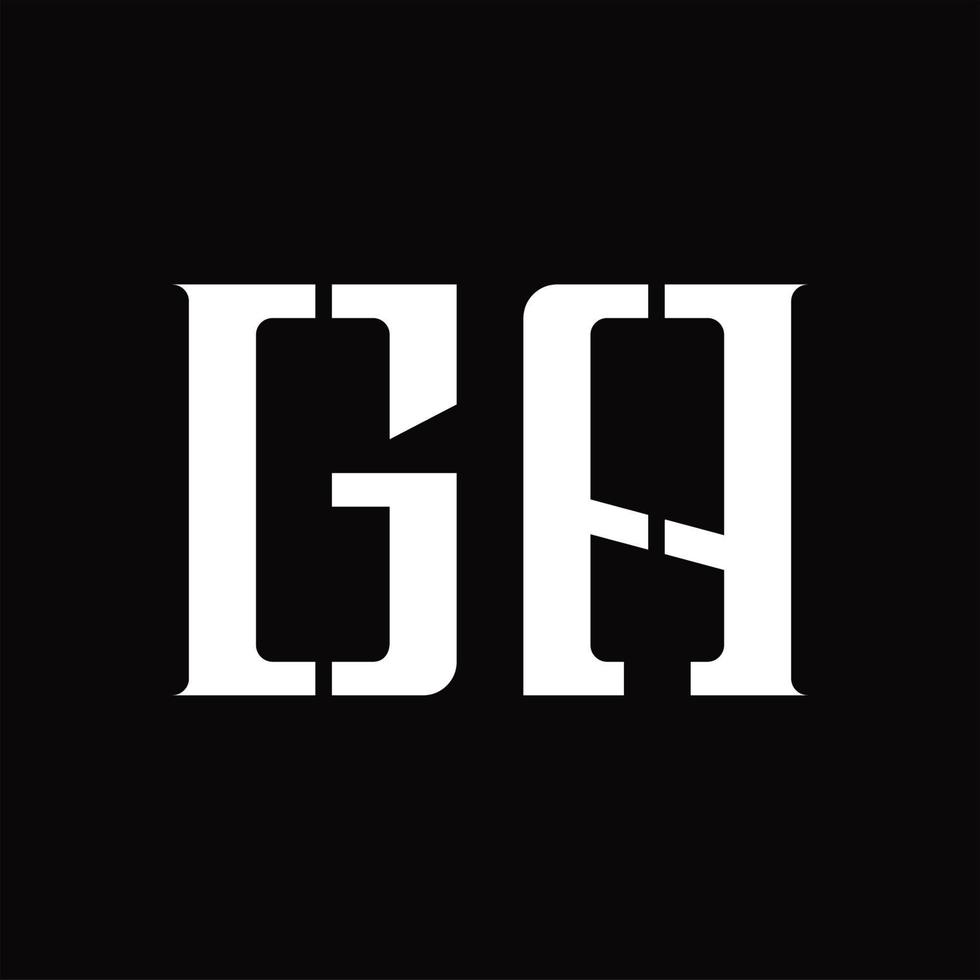 GA Logo monogram with middle slice design template vector