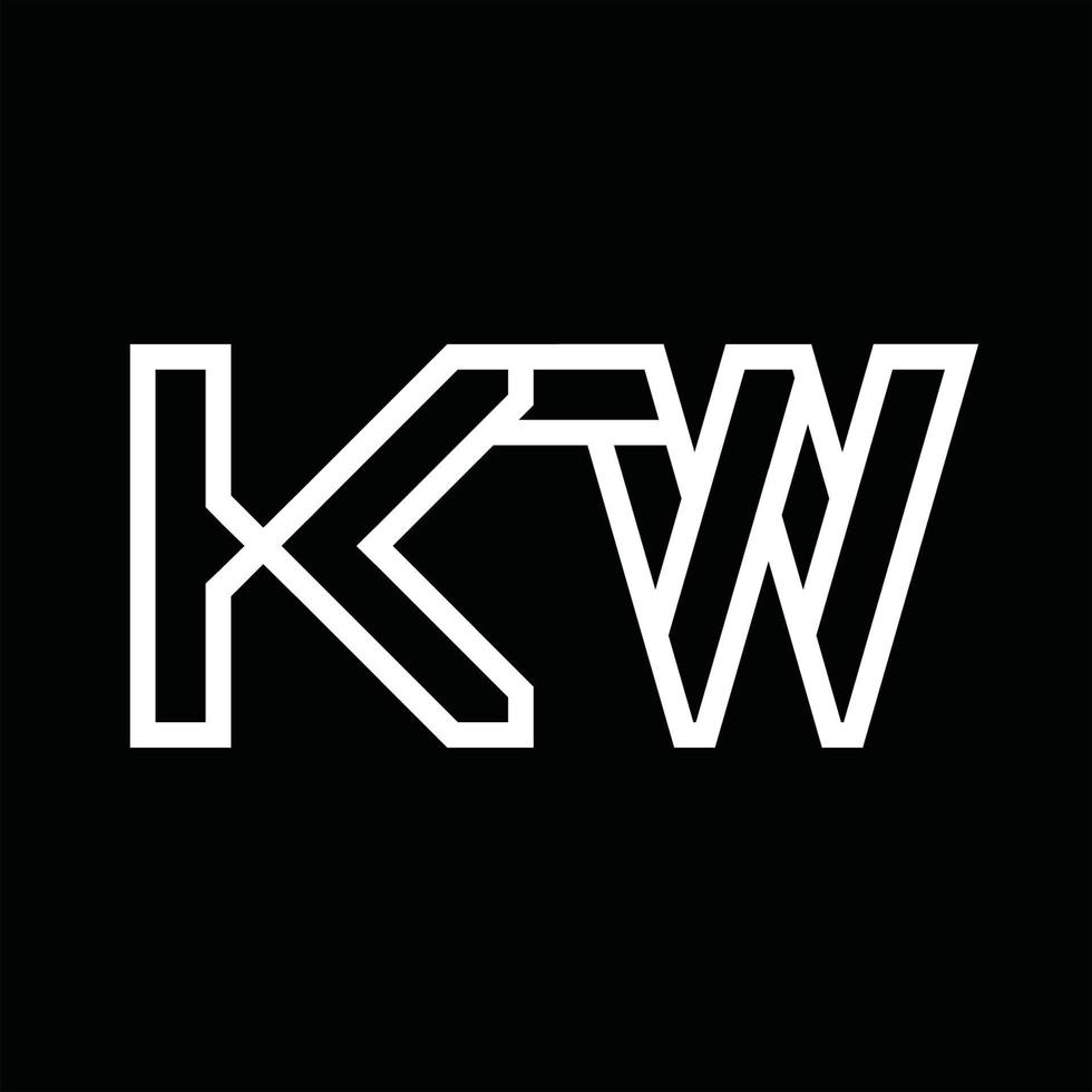 monograma del logotipo de kw con espacio negativo de estilo de línea vector