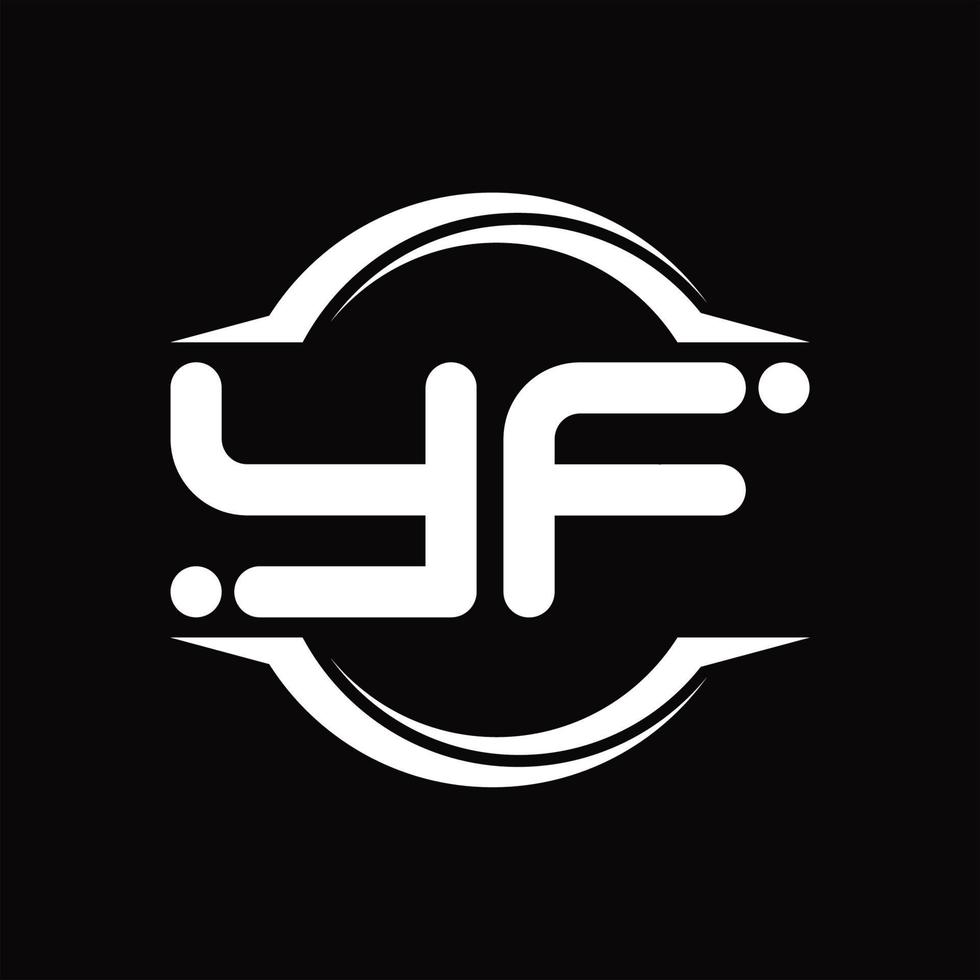 monograma del logotipo yf con plantilla de diseño de forma de corte redondeado circular vector
