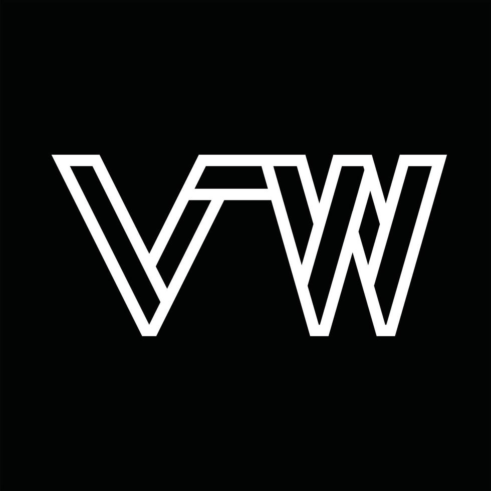 monograma del logotipo de vw con espacio negativo de estilo de línea vector