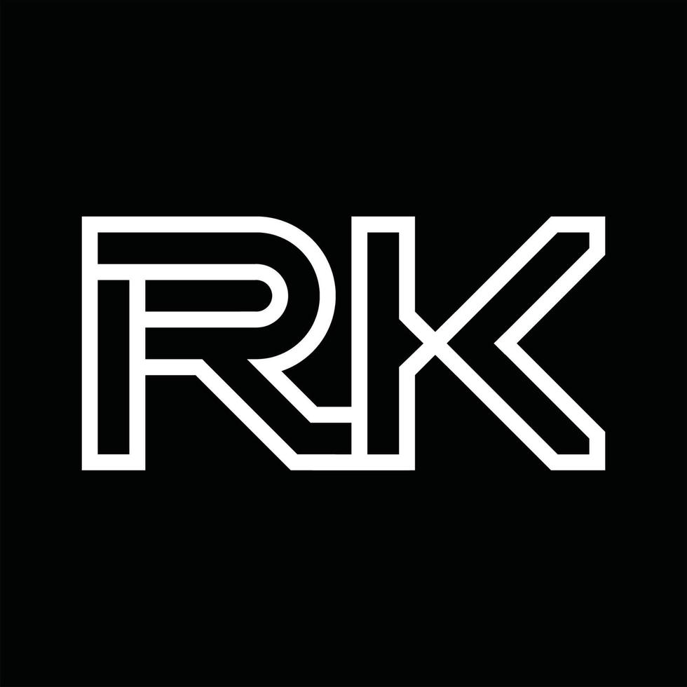 RK Logo monogram with line style negative space vector