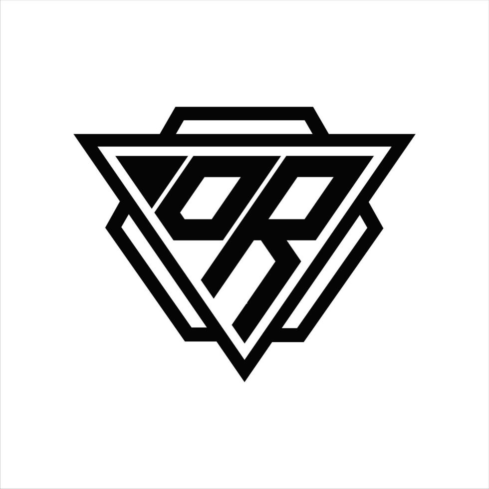 monograma del logotipo dr con plantilla de triángulo y hexágono vector