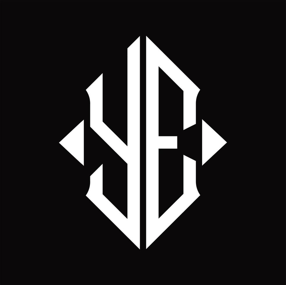 monograma del logotipo de ye con plantilla de diseño aislado en forma de escudo vector