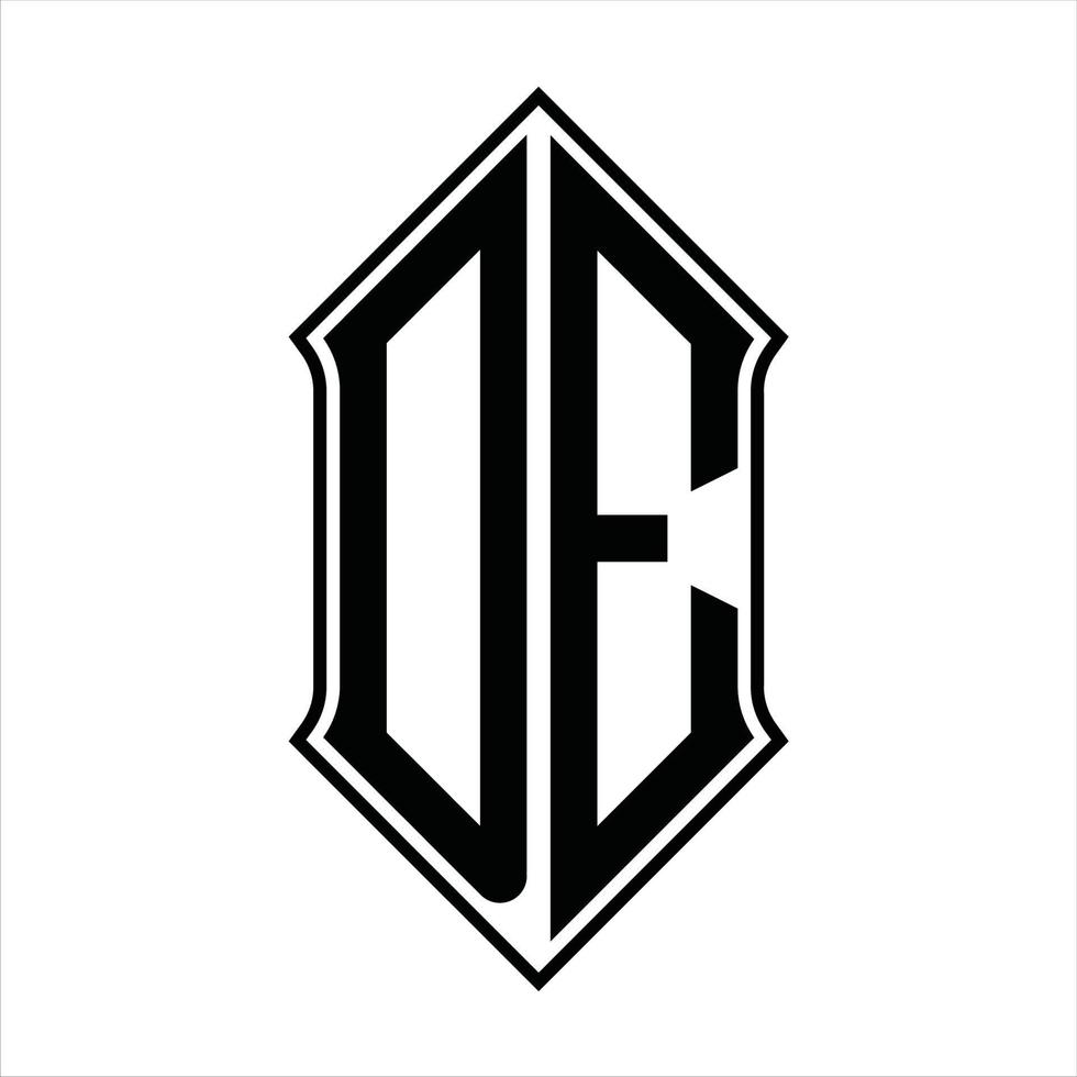 DE Logo monogram with shieldshape and outline design template vector icon abstract
