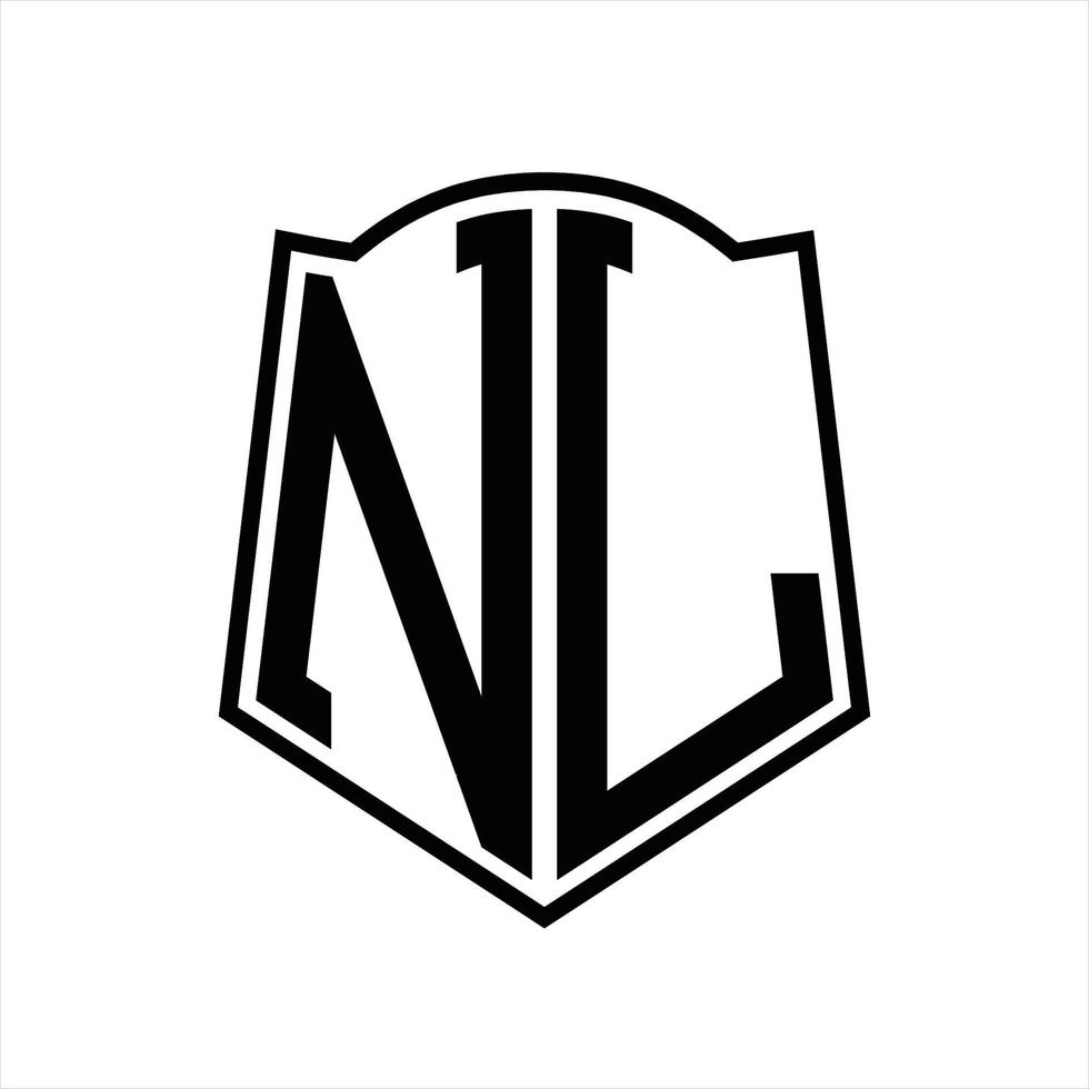 NL Logo monogram with shield shape outline design template vector