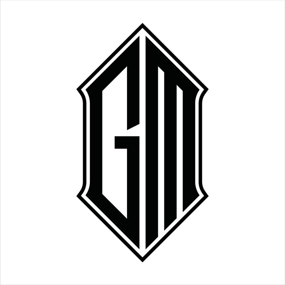 GM Logo monogram with shieldshape and outline design template vector icon abstract