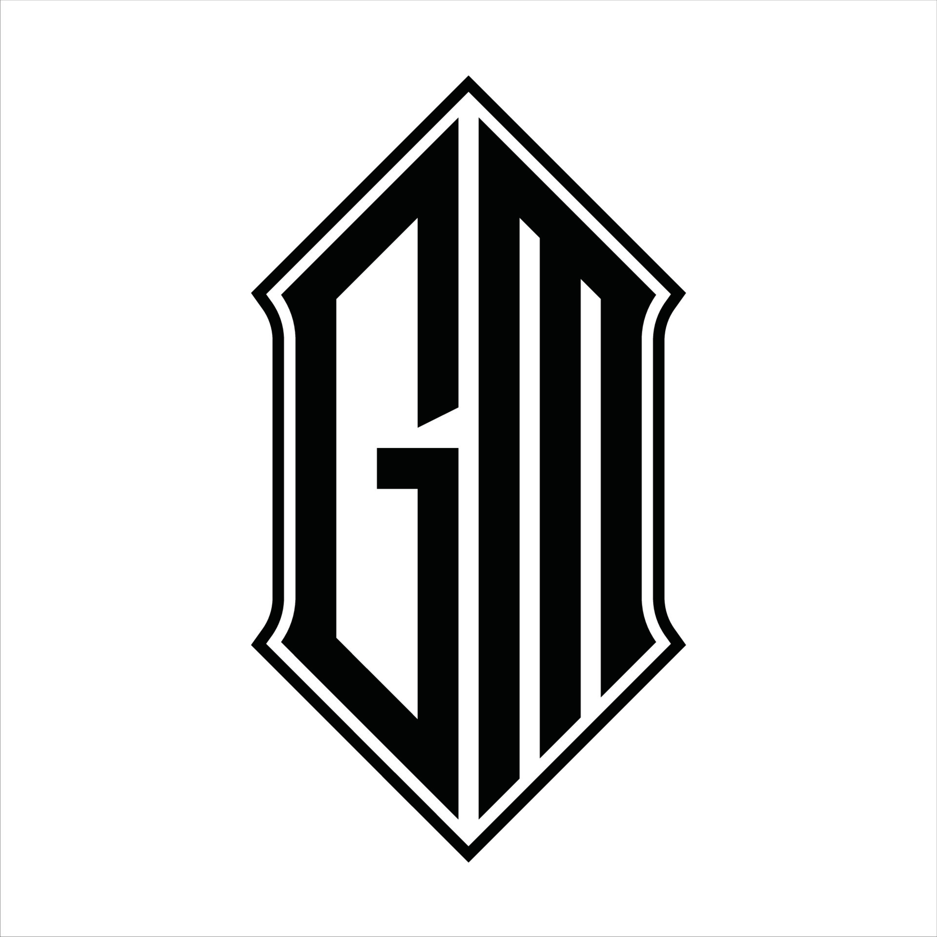 Gm monogram logo with shield shape design template