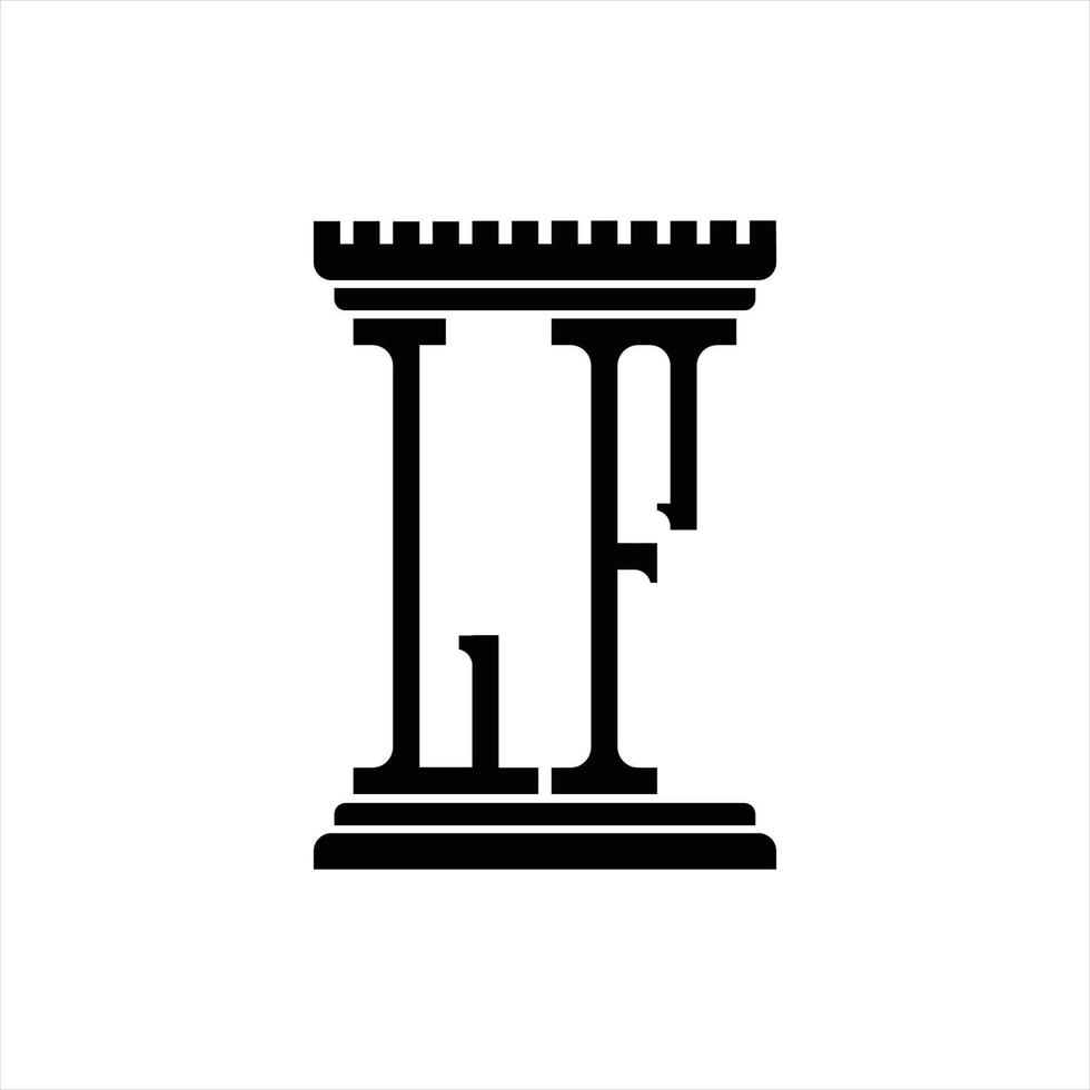 LF Logo monogram with pillar shape design template vector