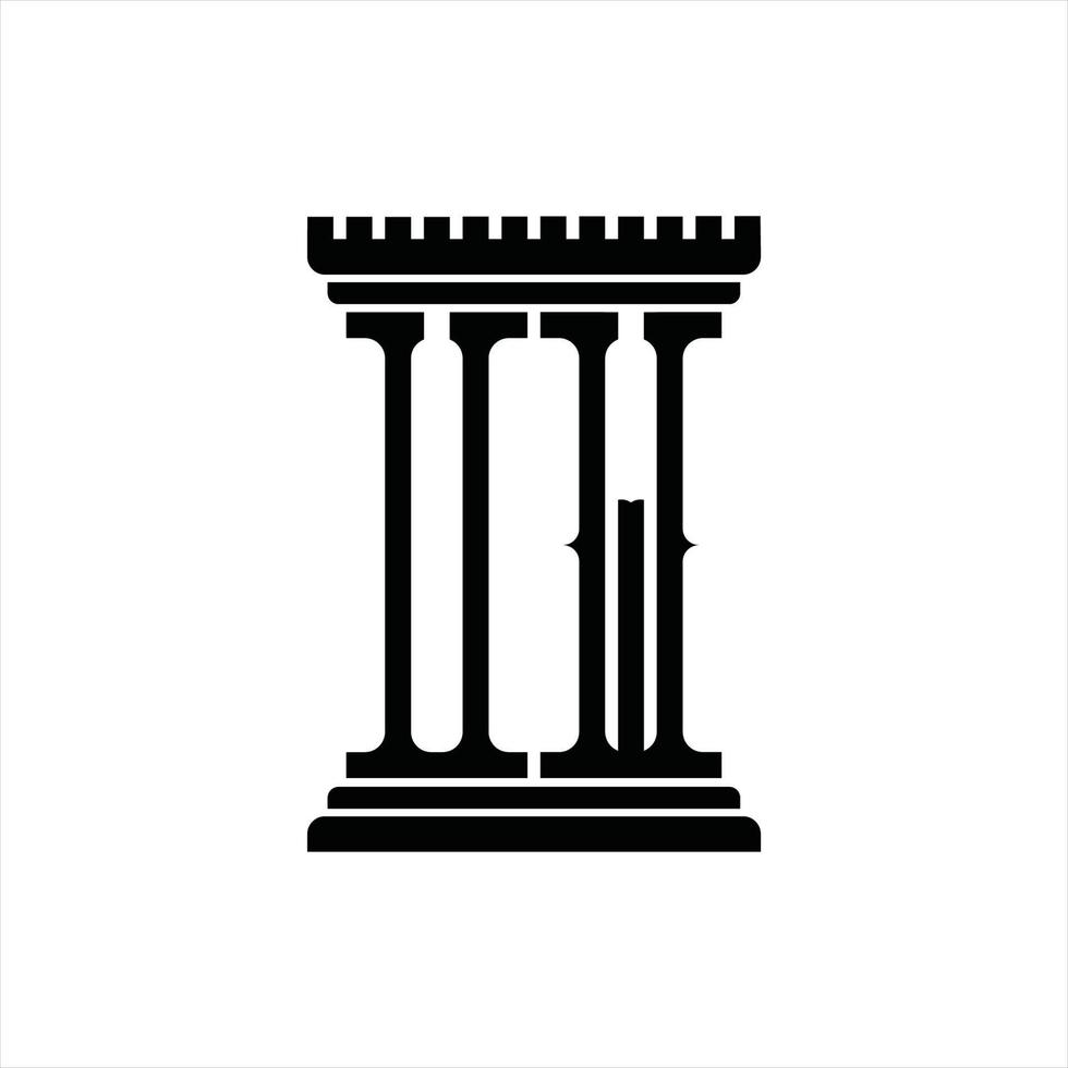 UW Logo monogram with pillar shape design template vector