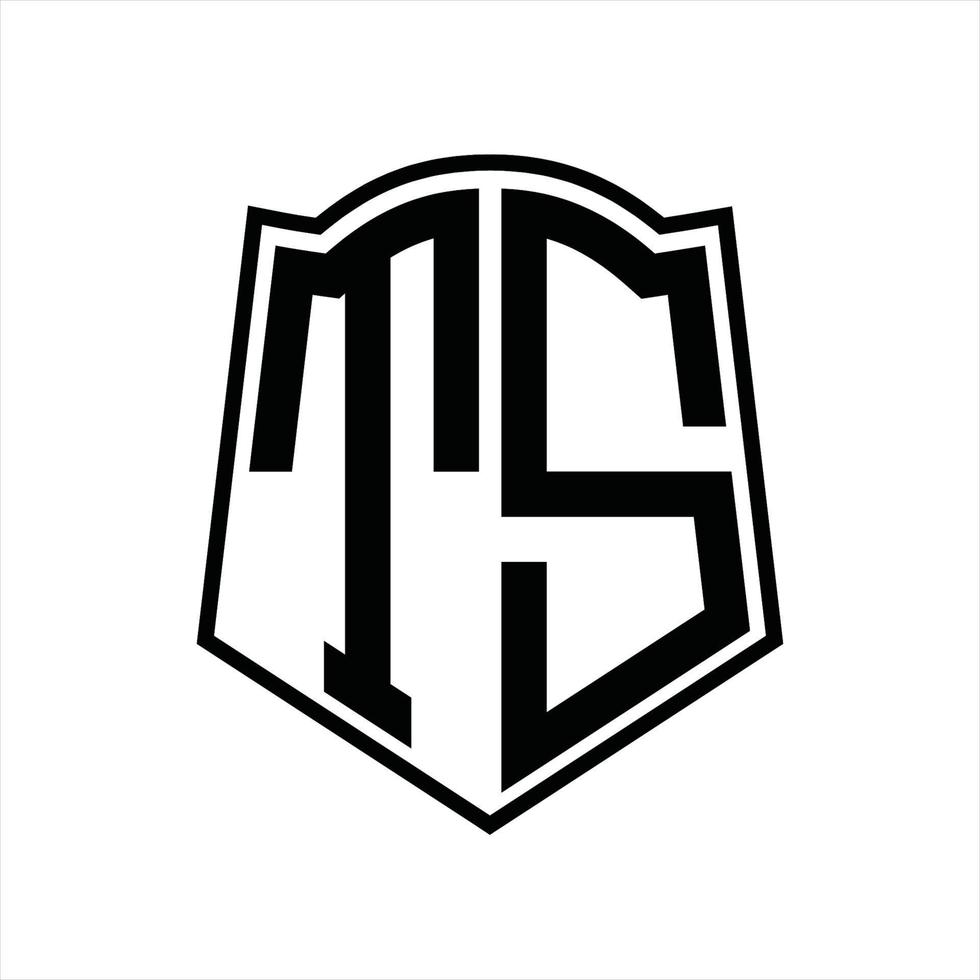 monograma del logotipo ts con plantilla de diseño de esquema de forma de escudo vector