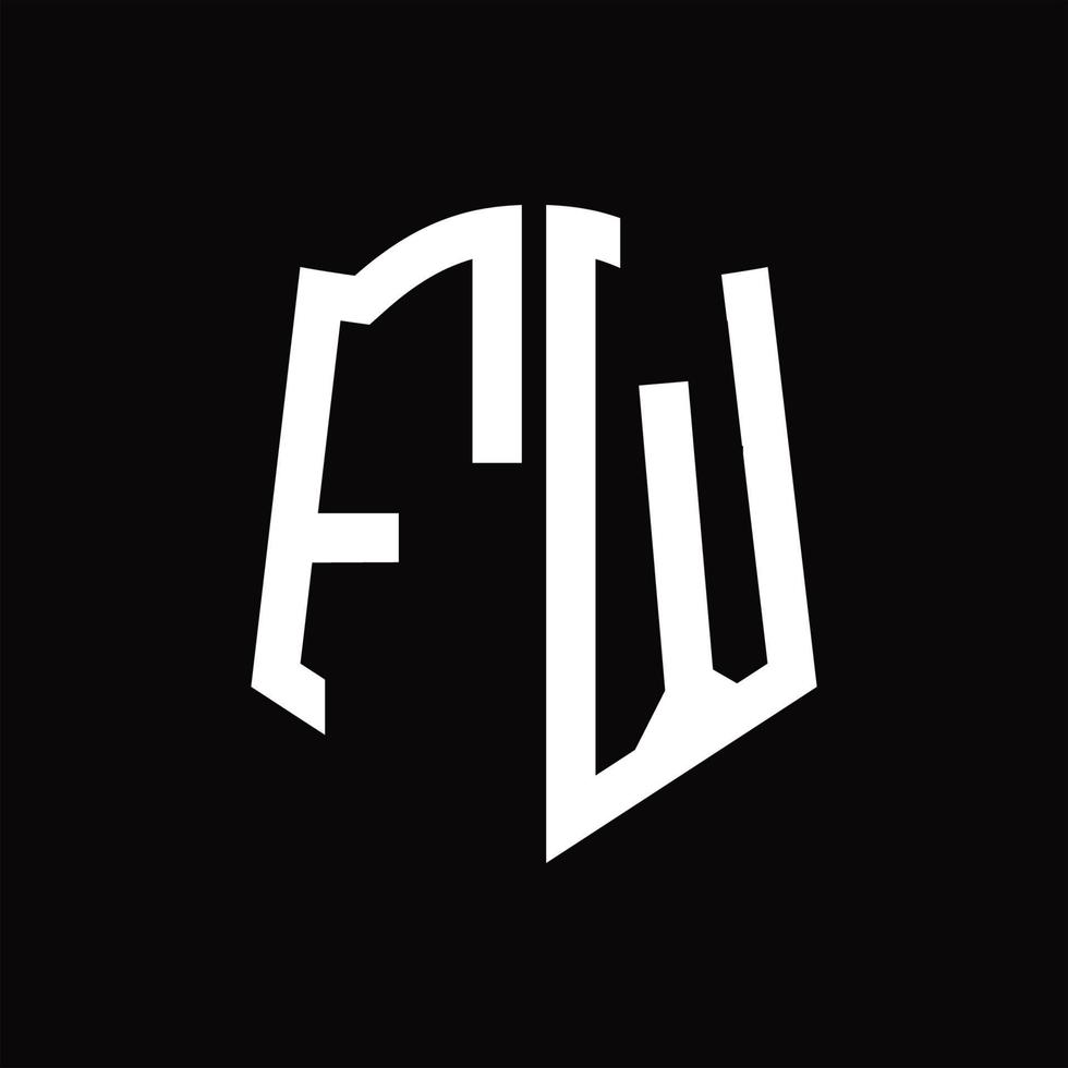 FW Logo monogram with shield shape ribbon design template vector
