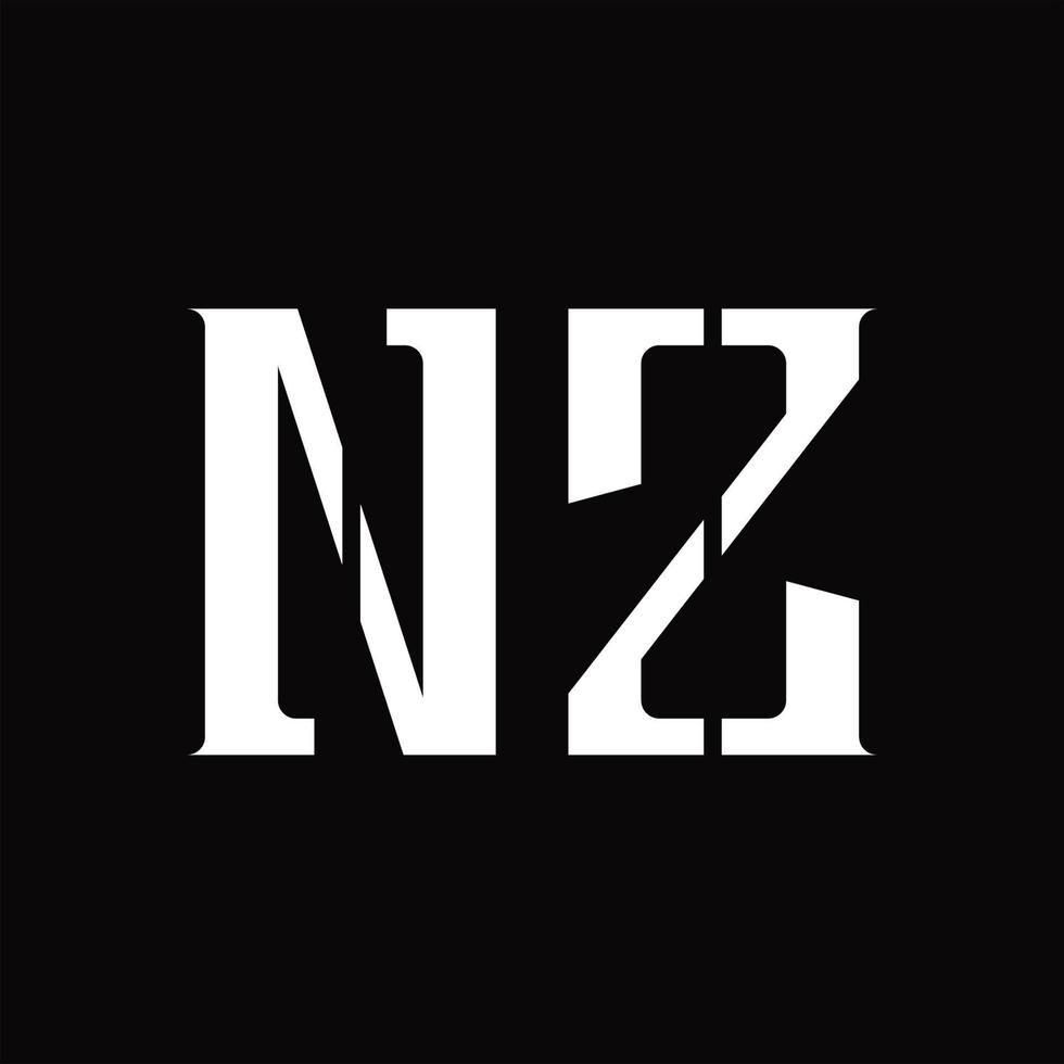 monograma de logotipo nz con plantilla de diseño de segmento medio vector