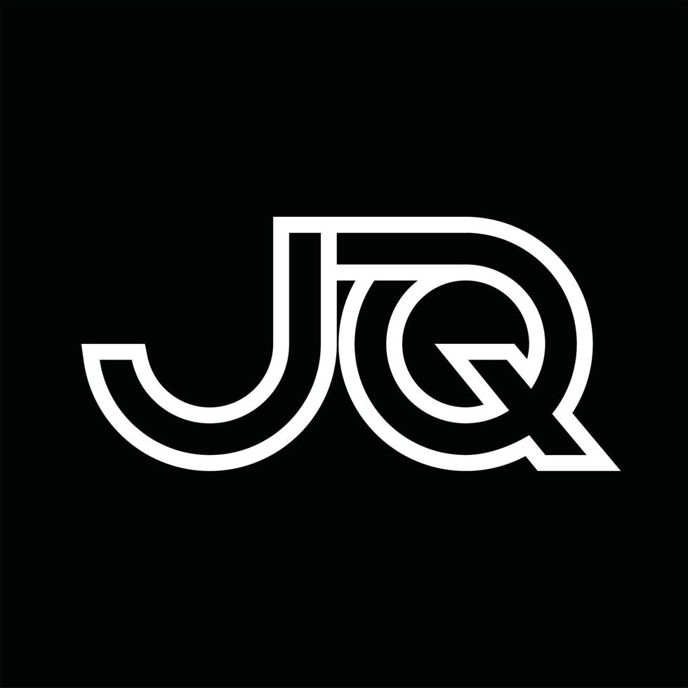 monograma del logotipo jq con espacio negativo de estilo de línea vector