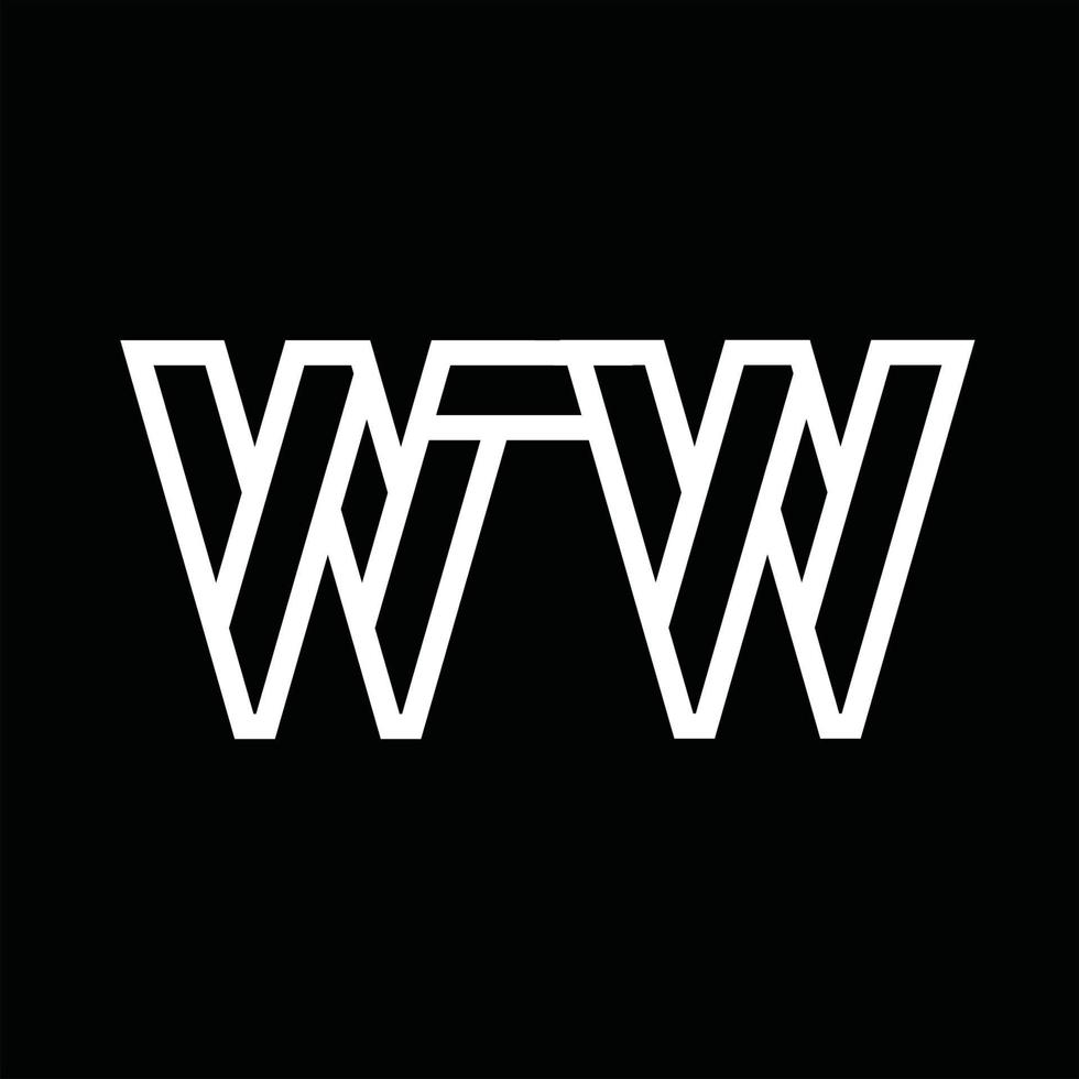 monograma del logotipo de ww con espacio negativo de estilo de línea vector