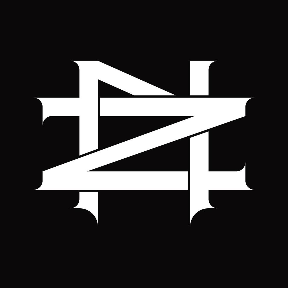 monograma del logotipo zn con plantilla de diseño de estilo enlazado superpuesto vintage vector