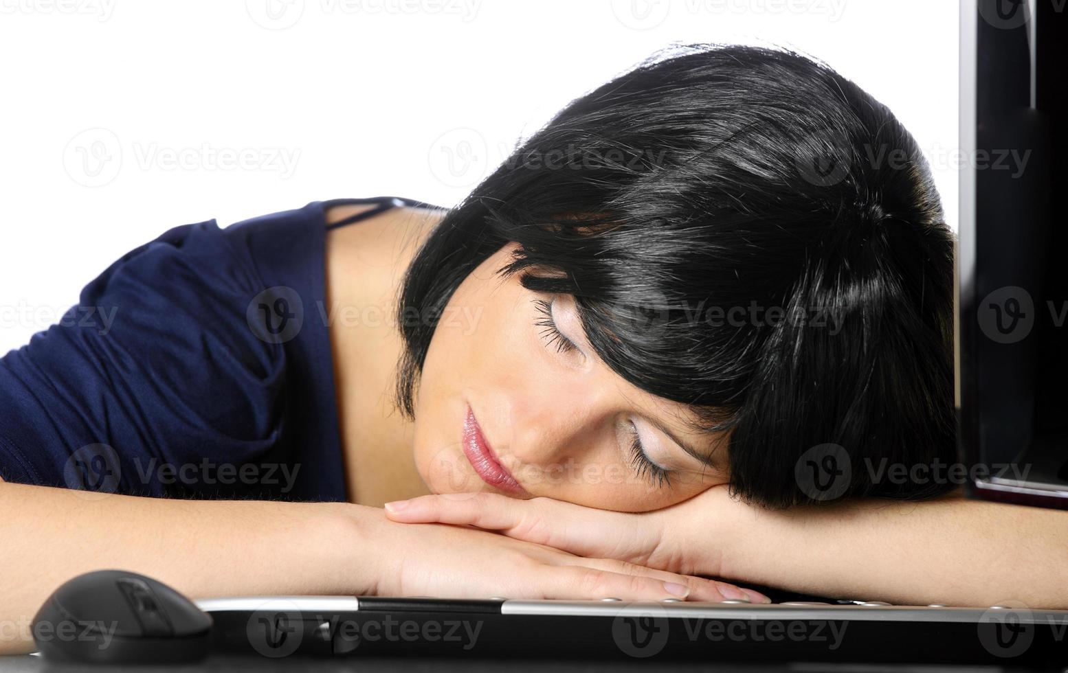 Businesswoman sleeping on the office photo