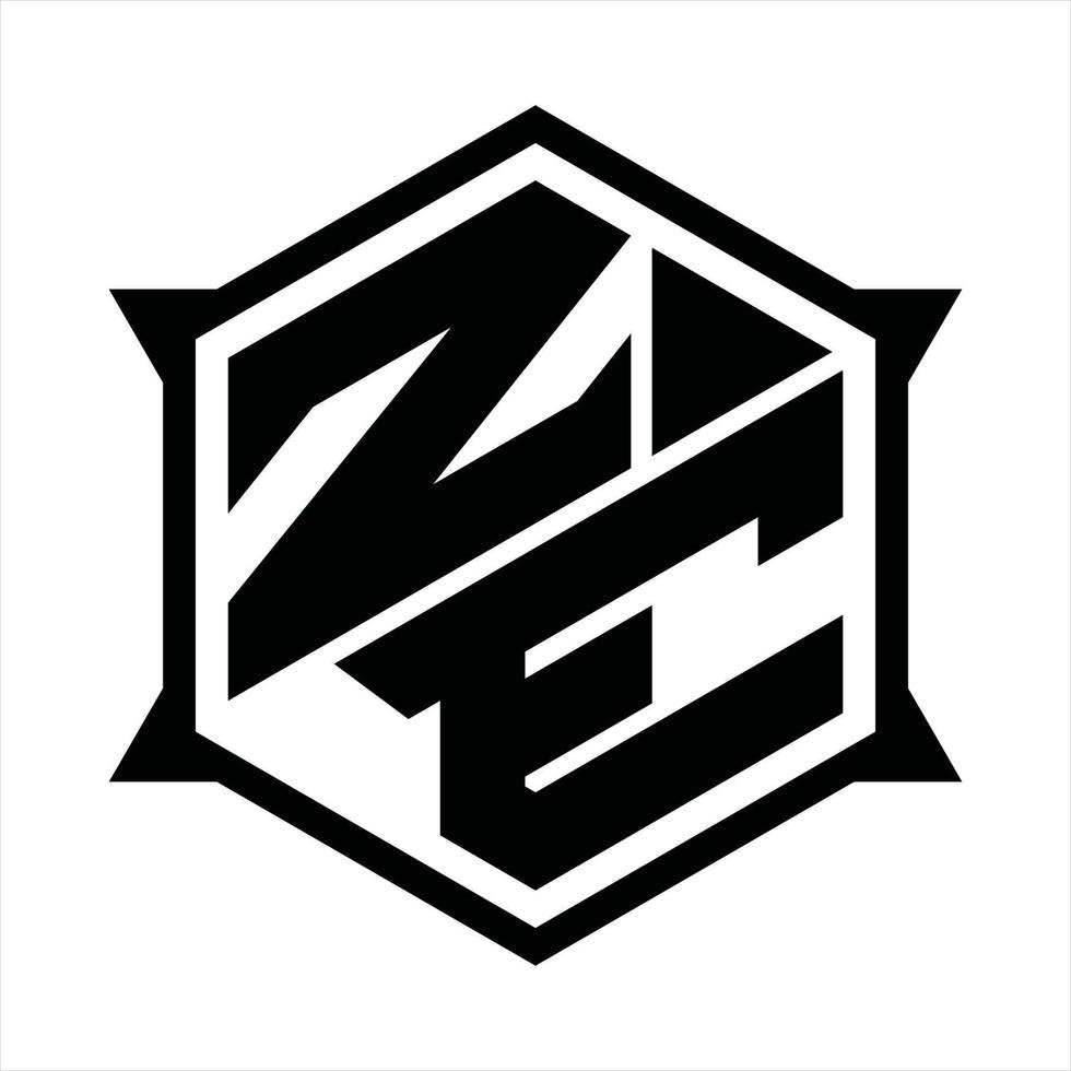 ZE Logo monogram design template vector