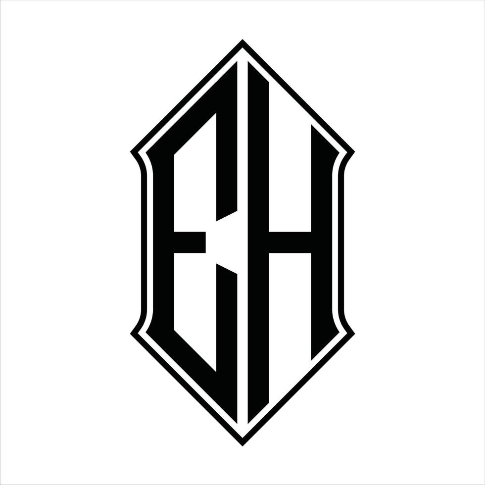 EH Logo monogram with shieldshape and outline design template vector icon abstract