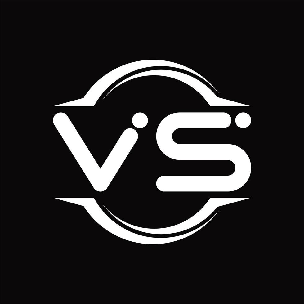 VS Logo monogram with circle rounded slice shape design template vector